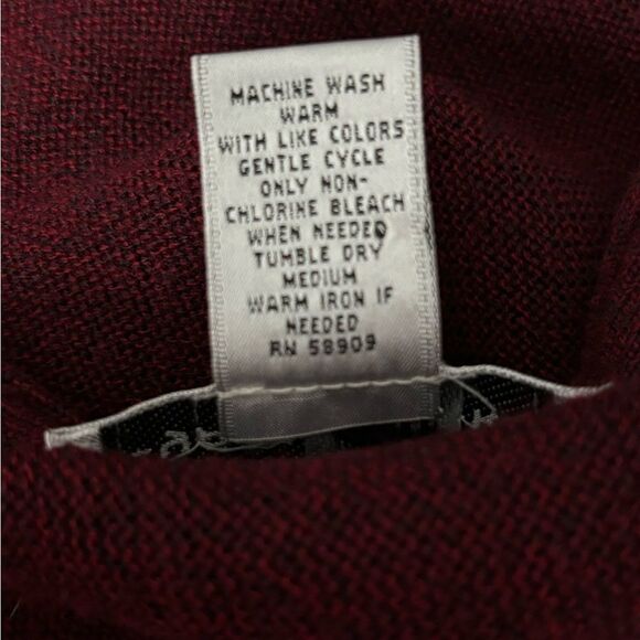 Vintage 90s Cypress Links Cardigan Sweater Wine Burgundy Acrylic Button Front XL - Picture 7 of 7